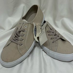 Old Navy Women's Shoe Canvas Twill Lace-Up Beige Tan Sneakers ~ 9